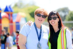 Crossing guard and teacher Crossing guard and teacher
